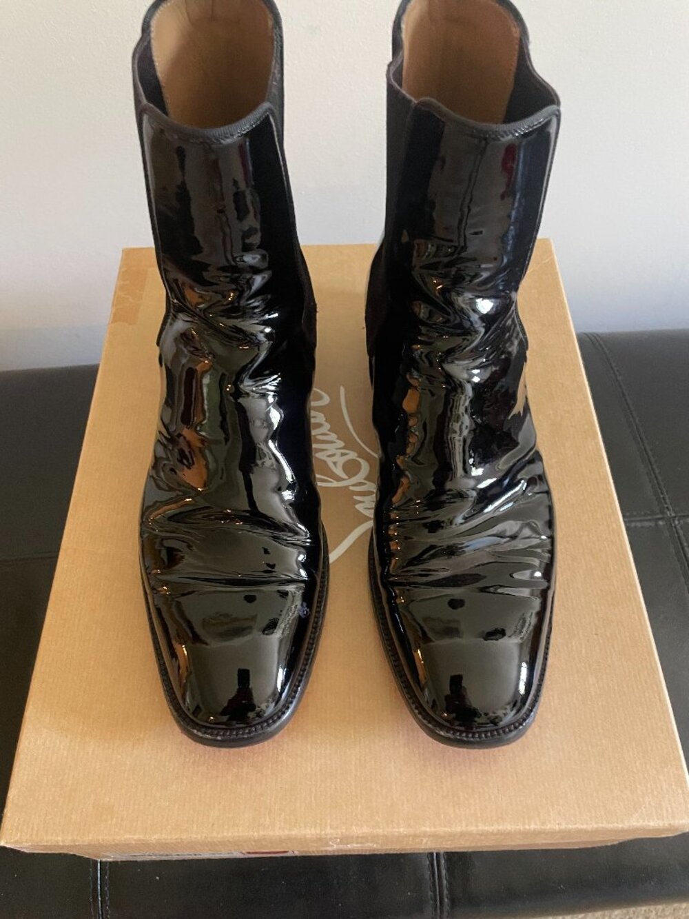 Men's size 7 Black Christian Louboutin Patent Leather Chelsea Boots